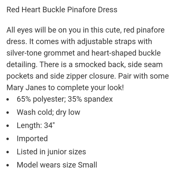 Hot Topic Red Heart Buckle Pinafore Dress 3XL NWT - Picture 2 of 3